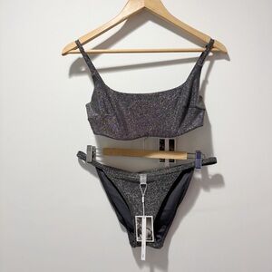 Form and Fold Bikini Bare Glitter Bottom Size 10 90s Glitter Crop Top Size 32G